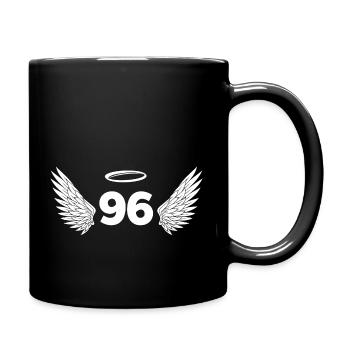 Nummer 96 Engel - Flügel zum 96. Geburtstag - Tasse einfarbig - Schwarz - Rechts