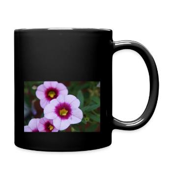 rosa Blume - Tasse einfarbig - Schwarz - Rechts