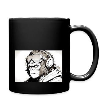 Singe cool dans un style futuriste - Mug uni - noir - Droite
