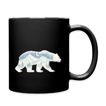Vintage Polar Bear Silhouette With Winter Scene - Full Colour Mug - black - Right