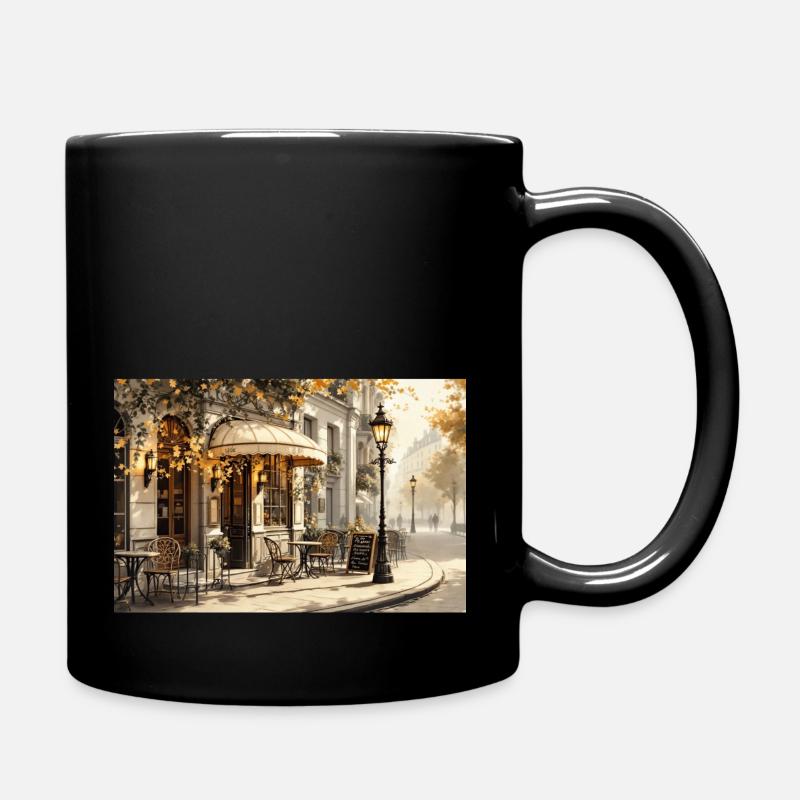 Parisian Café – Autumnal Elegance - Full Colour Mug - black