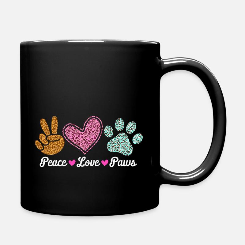 Peace Love Paws Tierliebhaber Design - Tasse einfarbig - Schwarz