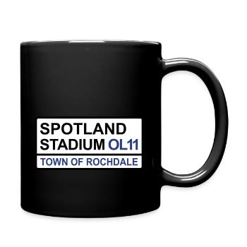 Rochdale Spotland Stadium Iconic Street Sign - Full Colour Mug - black - Right