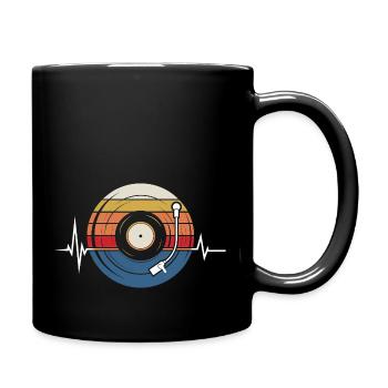 Vinyl Records Heartbeat Music - Full Colour Mug - black - Right
