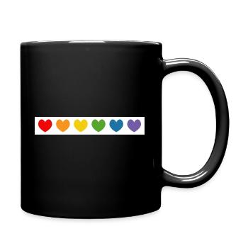 Regenbogenherzen Muster - Tasse einfarbig - Schwarz - Rechts