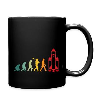 Weltall Evolutionen Mensch Affe Mann Rakete - Tasse einfarbig - Schwarz - Rechts