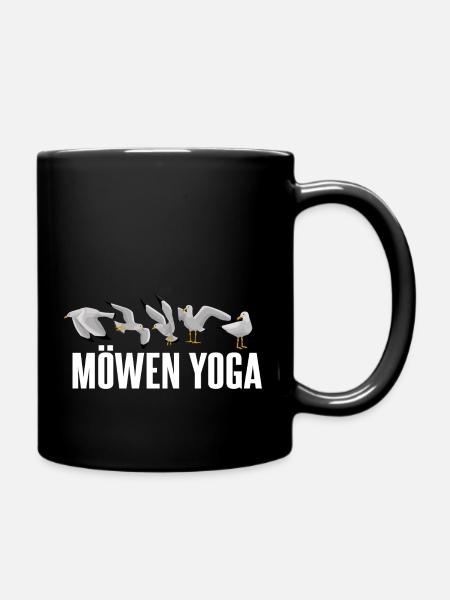 Möwen Yoga - Tasse einfarbig - Schwarz