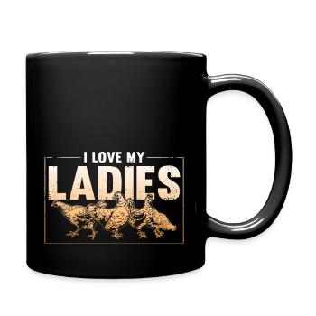 I love my ladies, chicken shirt, chicken coop - Full Colour Mug - black - Right