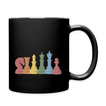 Retro Schachfiguren - Tasse einfarbig - Schwarz - Rechts
