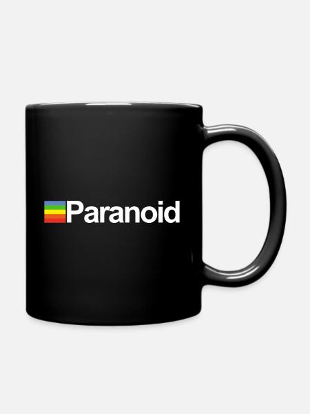Paranoid - lustiges Retro Design - schwarzer Humor - Tasse einfarbig - Schwarz