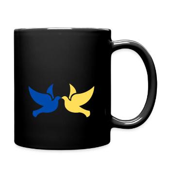 Ukraine Frieden Tauben - Tasse einfarbig - Schwarz - Rechts