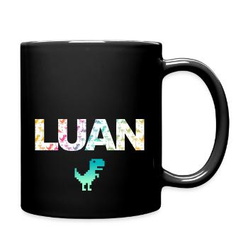 LUAN - Schöner Jungen Name mit süßen Dinosaurier - Tasse einfarbig - Schwarz - Rechts
