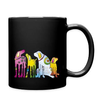 Hunde Welpe Hunderasse Meute Haustier Terrier Mops - Tasse einfarbig - Schwarz - Rechts