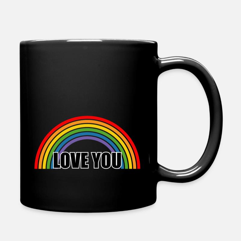 Regenbogen love you - Tasse einfarbig - Schwarz