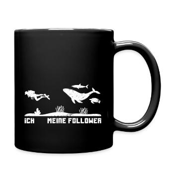 Ich Meine Follower Wale Schildkröten Haie Tauchen - Tasse einfarbig - Schwarz - Rechts