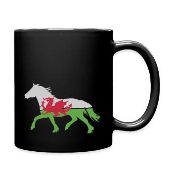 Welsh c Flagge - Tasse einfarbig - Schwarz - Rechts