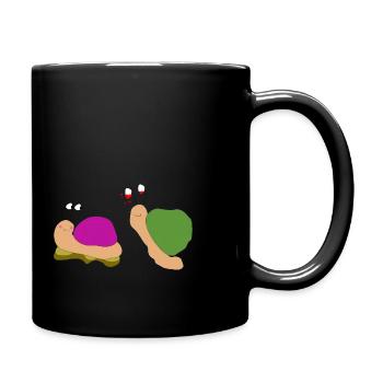 Schneckenliebe Sticker - Tasse einfarbig - Schwarz - Rechts