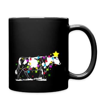 Cow Tree Farmer Vintage Christmas Tree Xmas Santa - Tasse einfarbig - Schwarz - Rechts