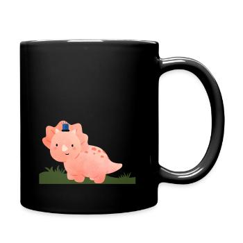 Blaulicht-Dino | Baby, Geschenk, Überraschung - Tasse einfarbig - Schwarz - Rechts