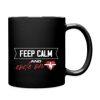 keep calm and code on - Tasse einfarbig - Schwarz - Rechts