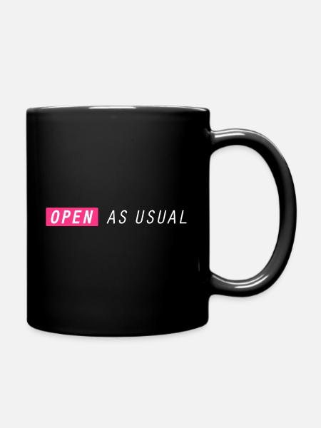 Open as usual ! - Full Colour Mug - black