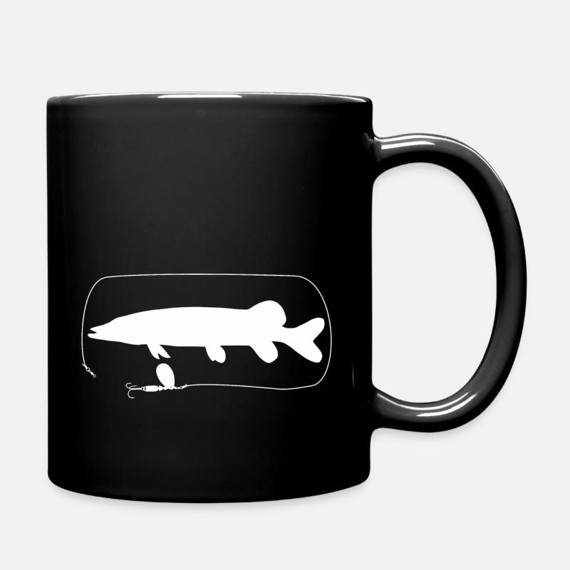 Hecht mit Spinner - Tasse einfarbig - Schwarz