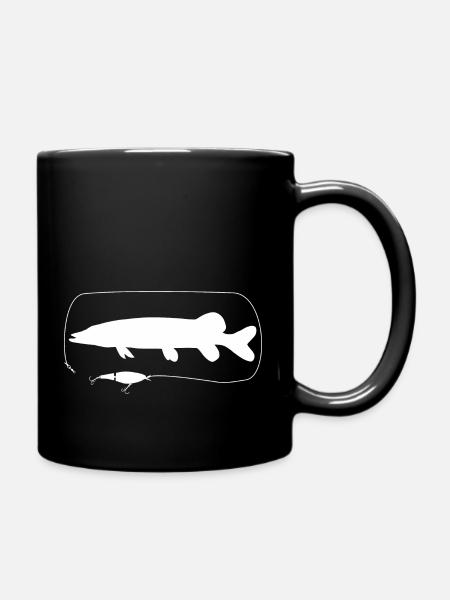 Hecht mit Wobbler - Tasse einfarbig - Schwarz