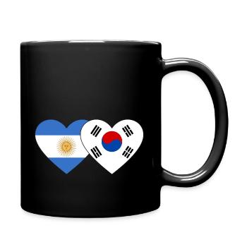 Argentinien Südkorea Flagge Herz - Tasse einfarbig - Schwarz - Rechts