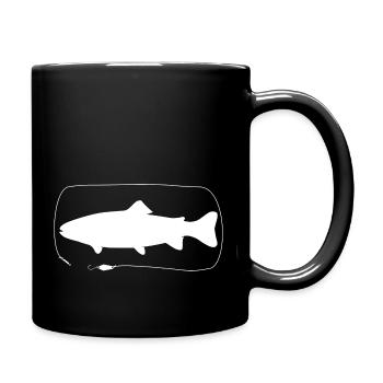 Forelle mit Spoon - Tasse einfarbig - Schwarz - Rechts