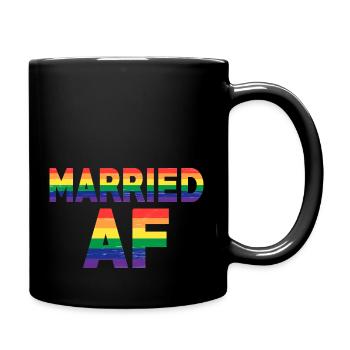 Gay Pride Married AF Equality LGBT Lesbian - Full Colour Mug - black - Right