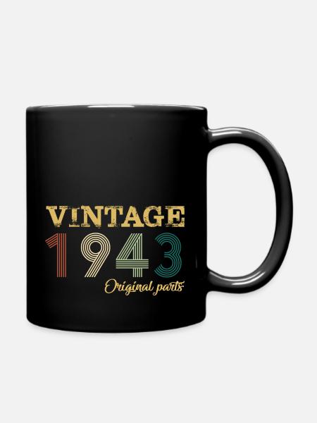 Vintage 1943 Original Parts Year Of Birth Birthday - Full Colour Mug - black