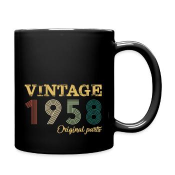 Jahrgang 1958 Originalteile Geburtsjahr Geburtstag - Tasse einfarbig - Schwarz - Rechts