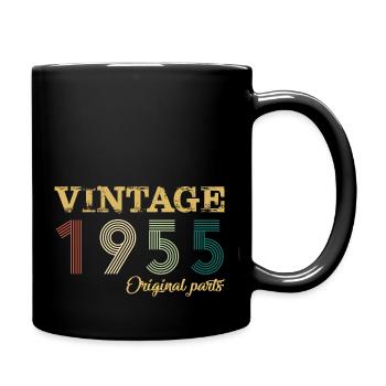 Jahrgang 1955 Originalteile Geburtsjahr Geburtstag - Tasse einfarbig - Schwarz - Rechts
