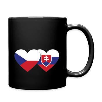 Tschechien Slowakei Flagge Herz - Tasse einfarbig - Schwarz - Rechts