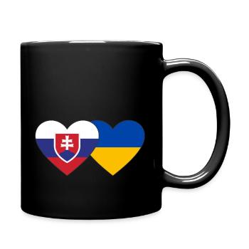 Slowakei Ukraine Flagge Herz - Tasse einfarbig - Schwarz - Rechts