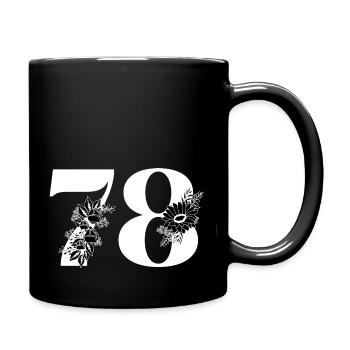 Nummer 78 Schwarze Blumen - 78. Blumengeburtstag - Tasse einfarbig - Schwarz - Rechts