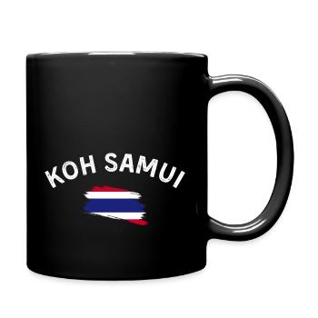 Koh Samui Thailand Flag T-Shirt Curved Design - Full Colour Mug - black - Right