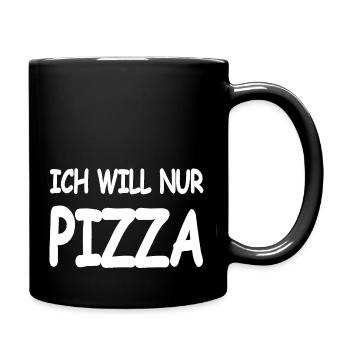 Pizza - Tasse einfarbig - Schwarz - Rechts