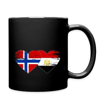 Norway Egypt Flag Hands Heart Shape Used - Full Colour Mug - black - Right