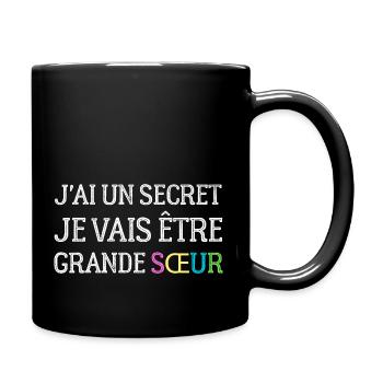 I have a secret, I'm going to be a big sister - Full Colour Mug - black - Right