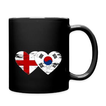 England Südkorea Flagge Herz used - Tasse einfarbig - Schwarz - Rechts