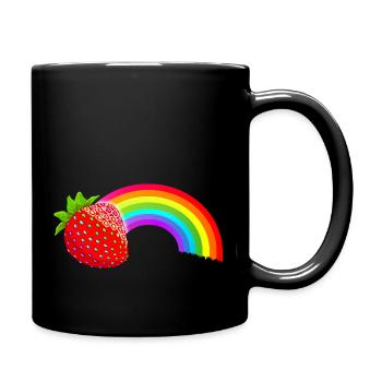 Colorful rainbow in fruit strawberry - Full Colour Mug - black - Right
