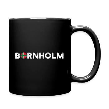 Bornholm Flagge Schriftzug - Tasse einfarbig - Schwarz - Rechts