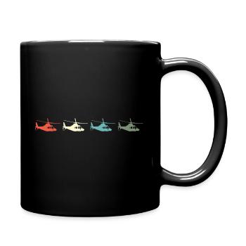 Helicopter Helicopter Pilot Vintage - Full Colour Mug - black - Right