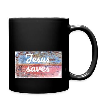 Jesus saves - Full Colour Mug - black - Right