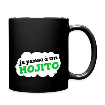 Je pense à un mojito (bulle) - Mug uni - noir - Droite