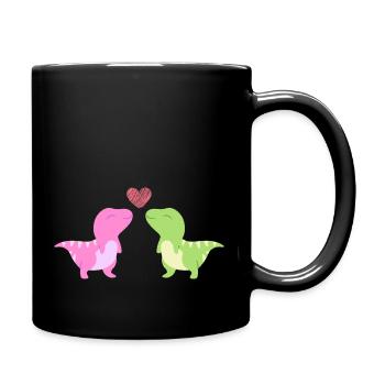 Cute Dinosaurs In Love - Full Colour Mug - black - Right