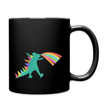 Tyrannosaurus Rex Rainbow Dinosaur - Full Colour Mug - black - Right