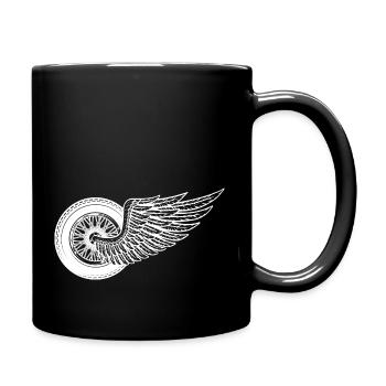 Motorrad Reifen mit Flügeln - Tasse einfarbig - Schwarz - Rechts