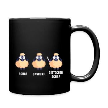 Schaf Unschaf Gestochen Schaf - Tasse einfarbig - Schwarz - Rechts
